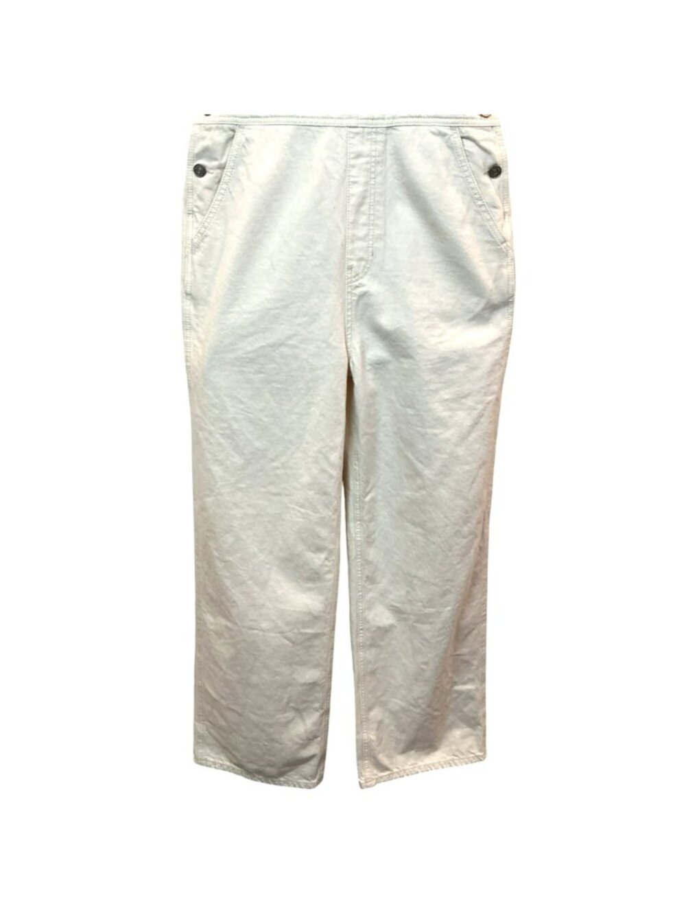 Reformation River Relaxed Organic Cotton Wide Leg Overalls Womens 6 Off-White - Picture 4 of 12